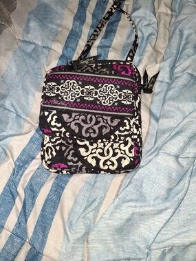 Vera Bradley Quilted Crossbody Bag in Black, White & Magenta